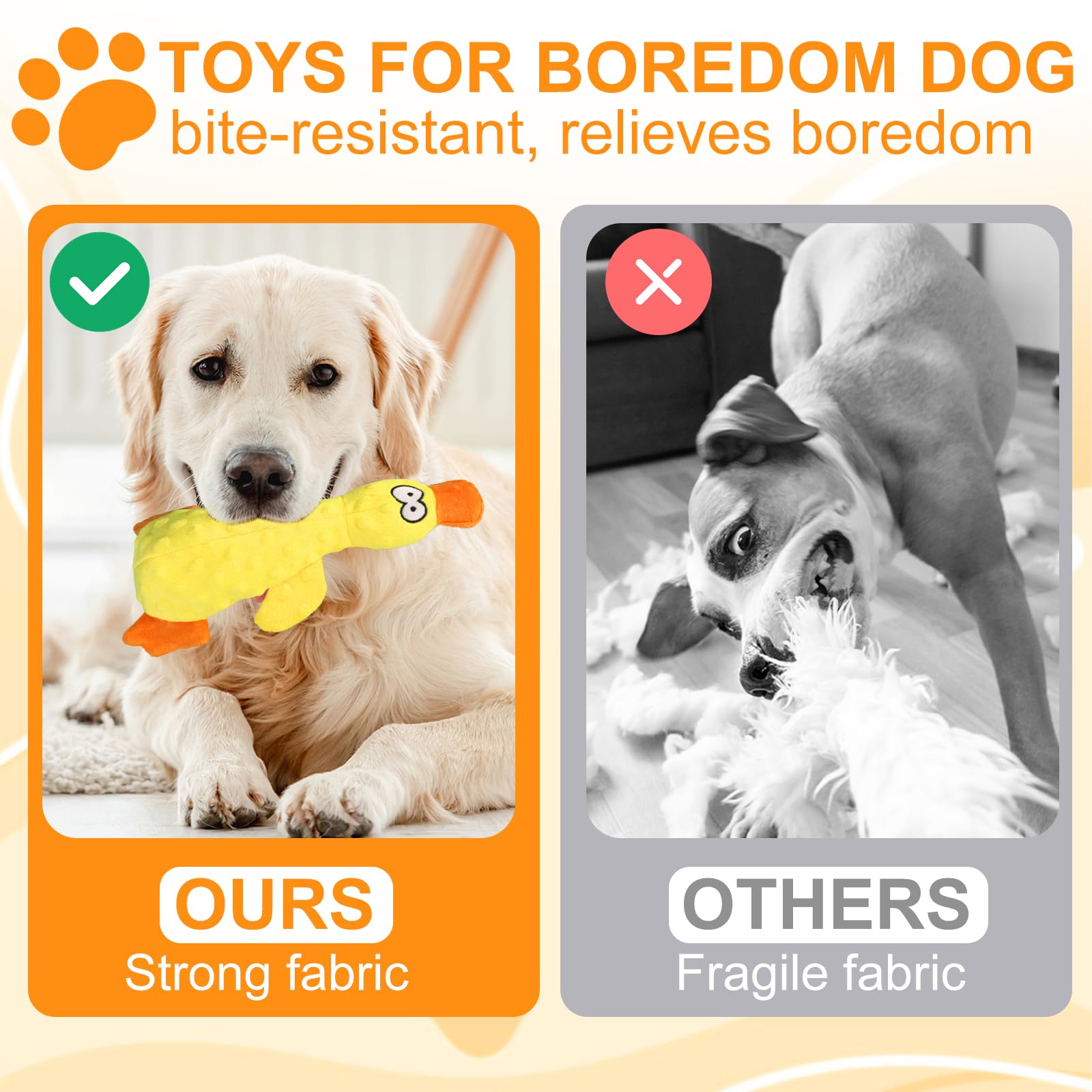 Calming Ducks Dog Toy quacking sound attracts curiosity during playtime