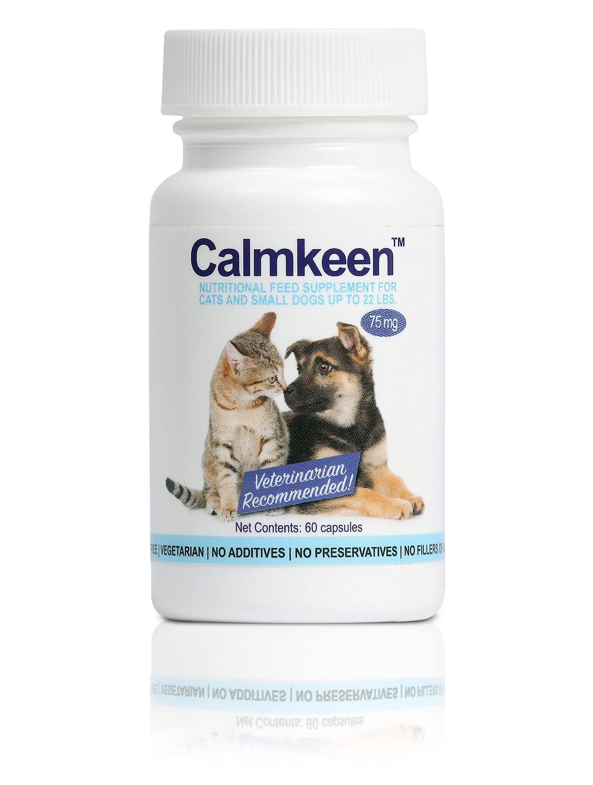 Calmkeen bottle-front view supports gentle stress relief for small dogs and cats