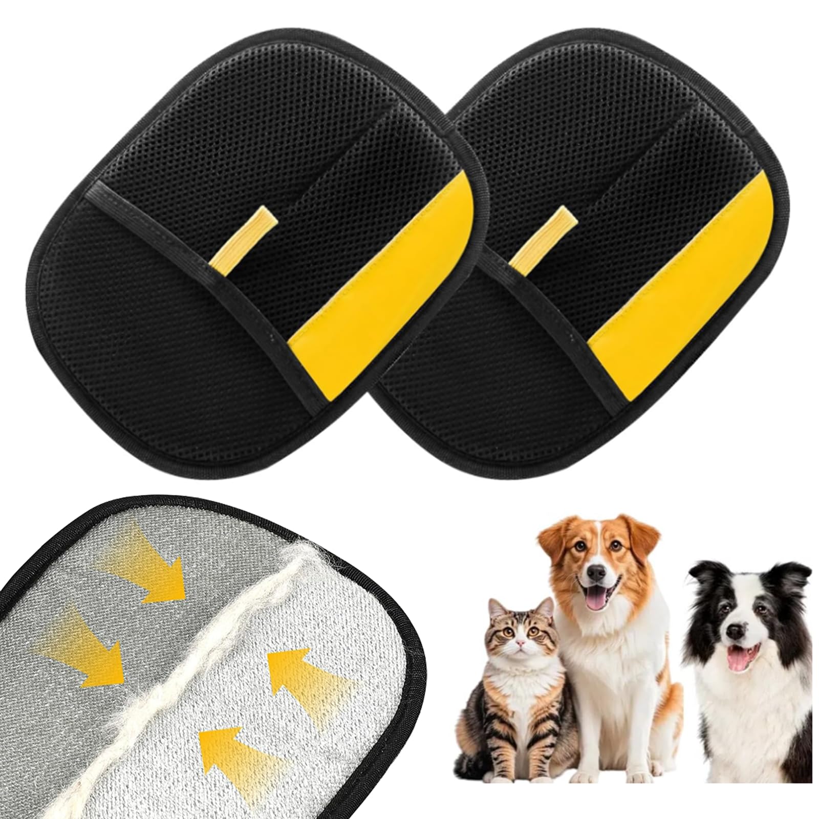 Calmorazen pet hair removal glove on hand removes fur quickly from fabrics.