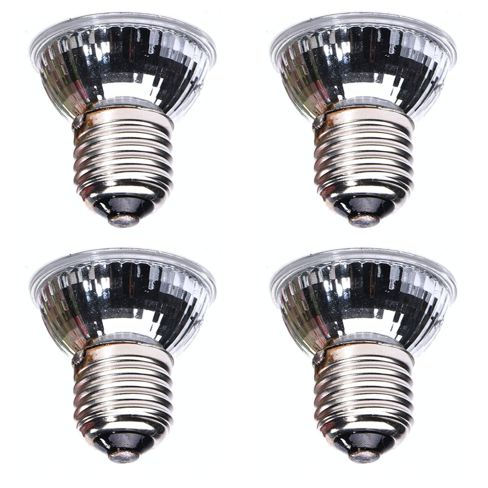 CALPALMY 4-Pack 50W UV bulbs tank-setup illustrating warm glow above a terrarium.