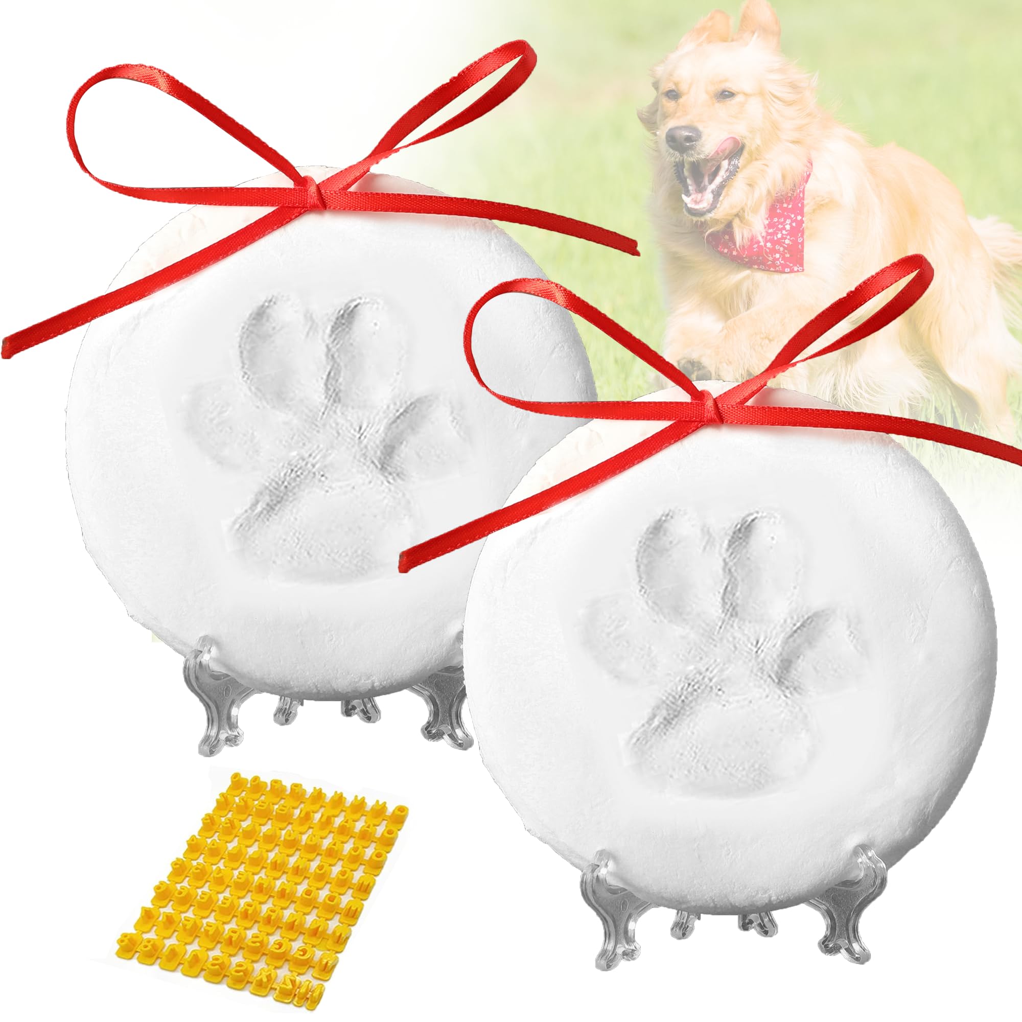 CALPALMY DIY Pawprint Kit setup shows components for crafting a cherished keepsake.
