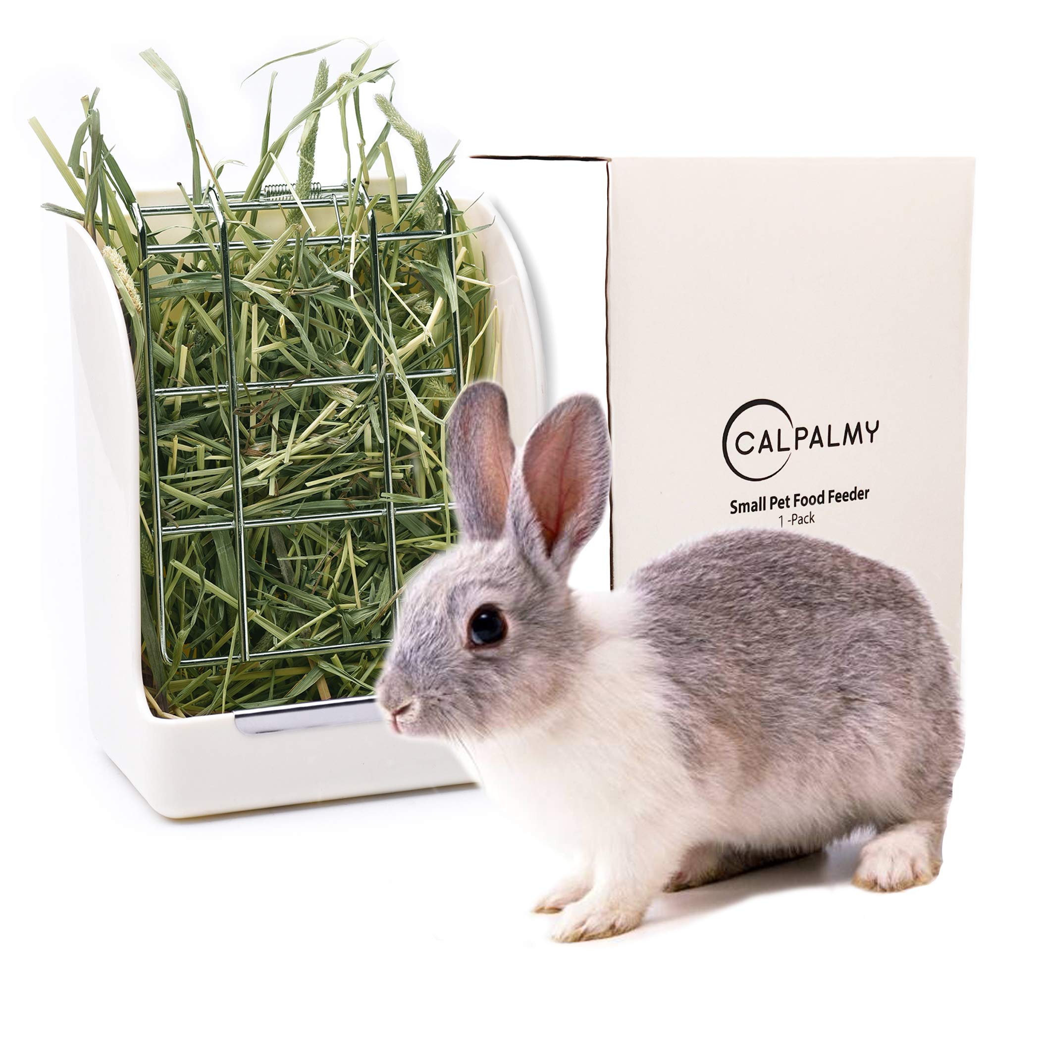 CALPALMY hay feeder with spring grate promotes safe, controlled hay access.