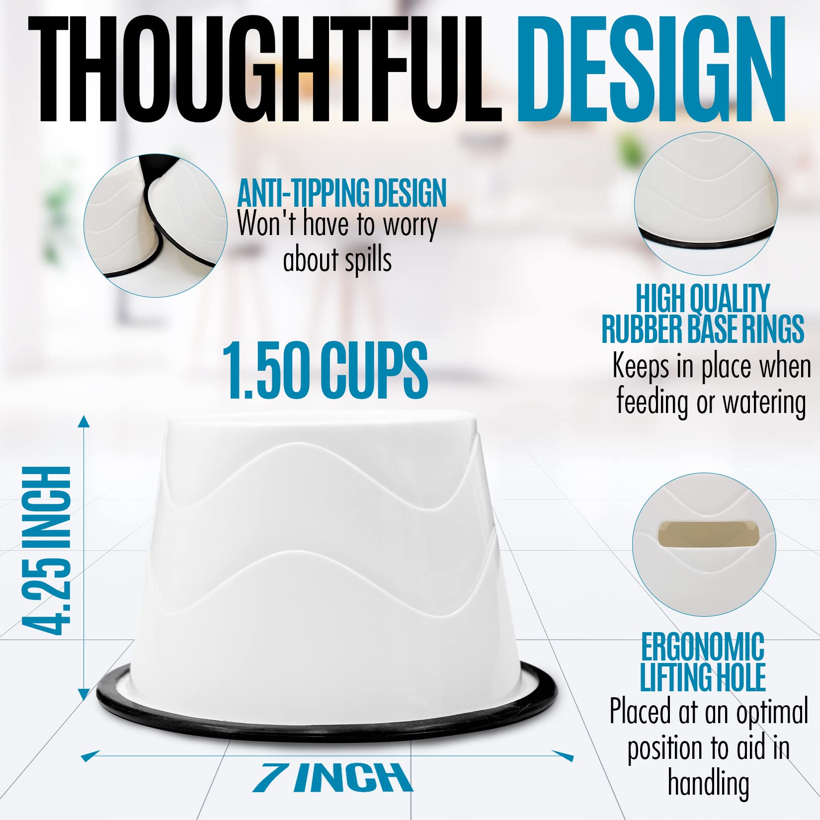 CAM cone-friendly elevated bowls show ergonomic design for meals