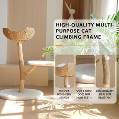CAMTTIR cat tree highlights sisal scratching post for healthy claws.
