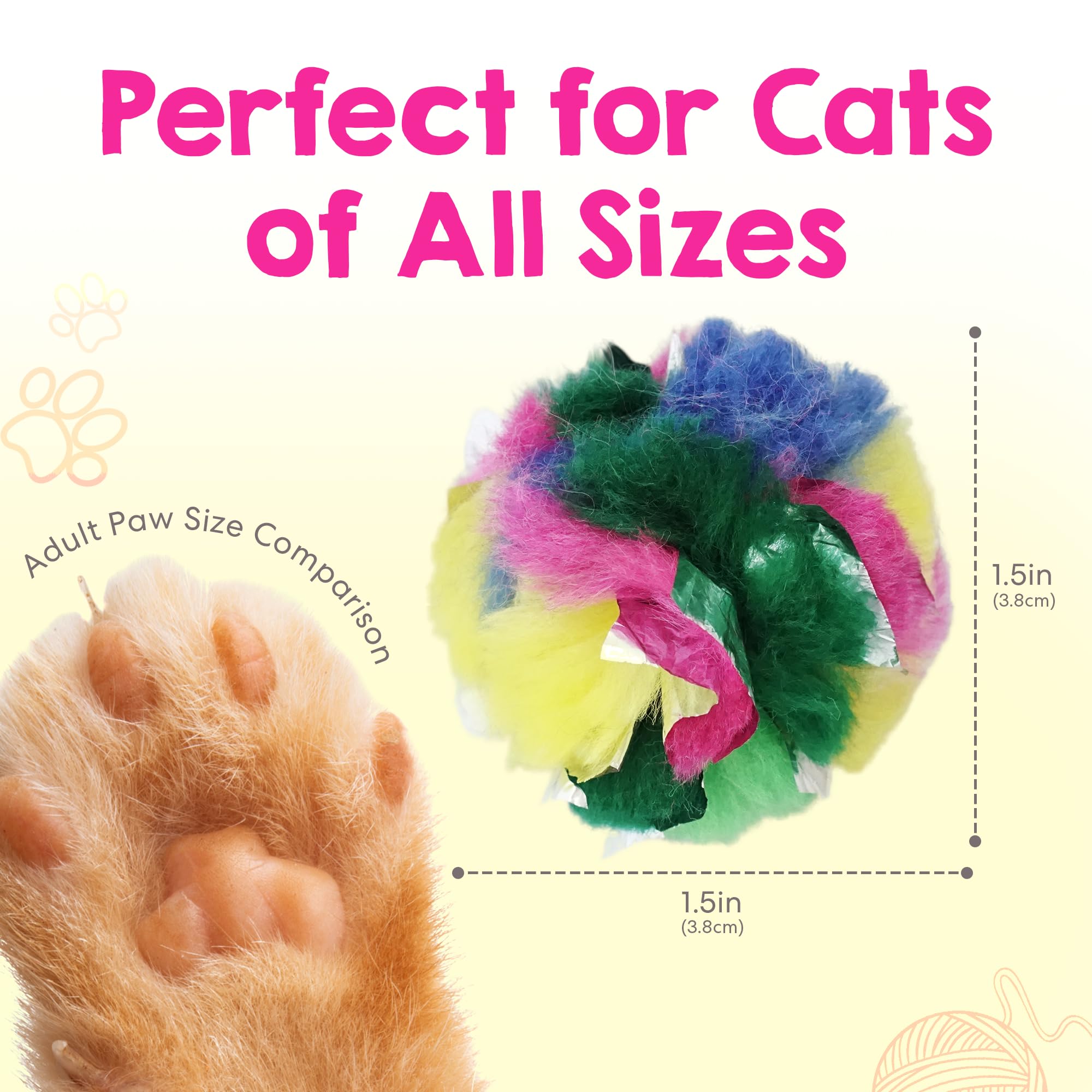 Cancor Innovations Cat Crinkle Ball with crinkle sound stimulates natural hunting instincts and engagement.