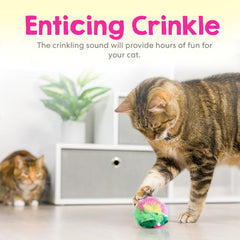 Cancor Innovations crinkle ball surface closeup highlights safe acetates and chew-friendly play.