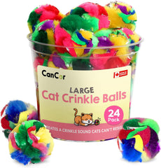 Cancor Innovations large cat crinkle ball pack closeup showcases soft texture and durable design for daily play.