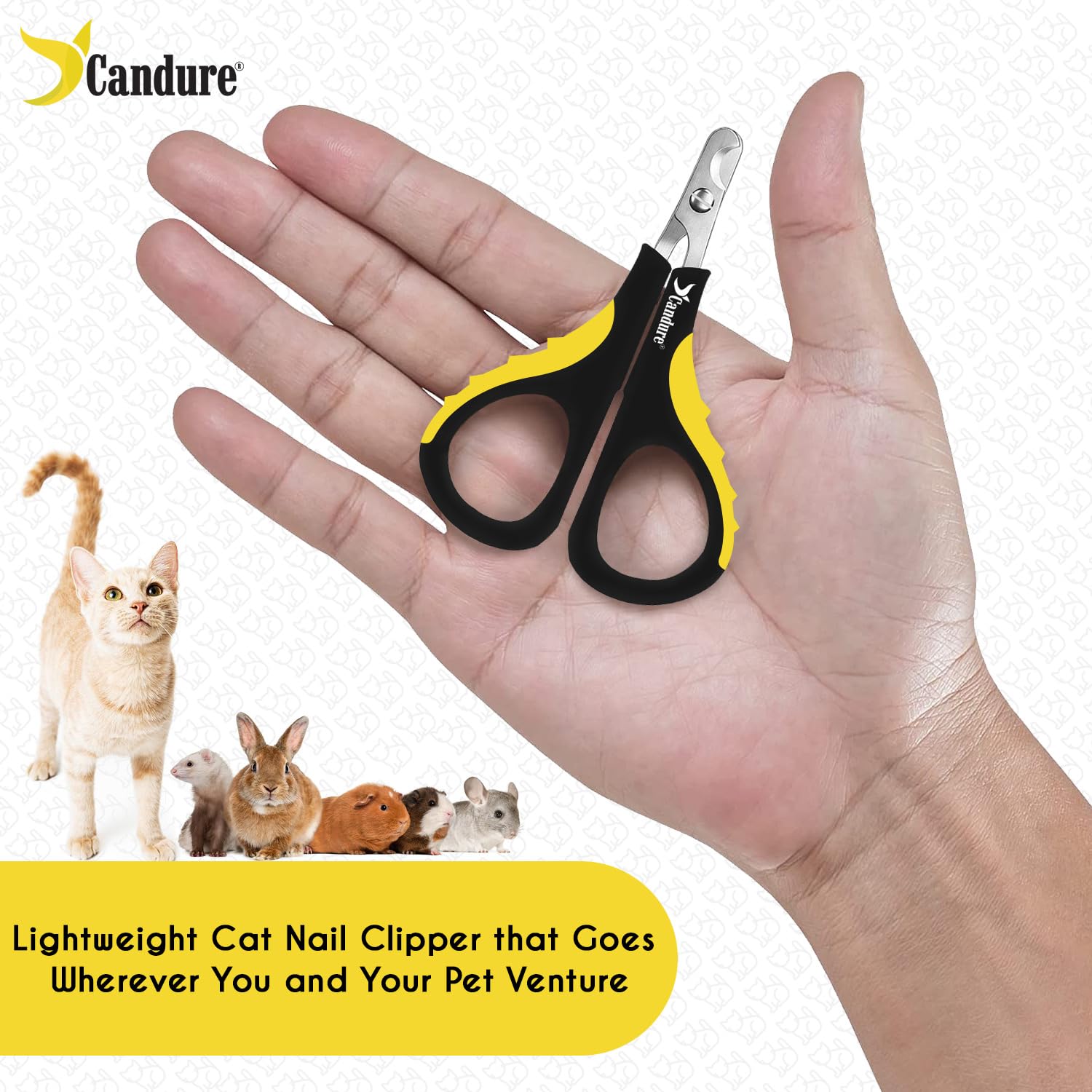 Candure Cat Nail Clipper stainless steel close-up blade for durable everyday use.