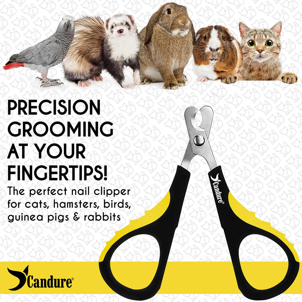 Candure Cat Nail Clipper for small animals packaging highlights versatile compatibility.