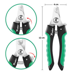 Candure dog nail clippers green with safety guard prevent over-cutting.