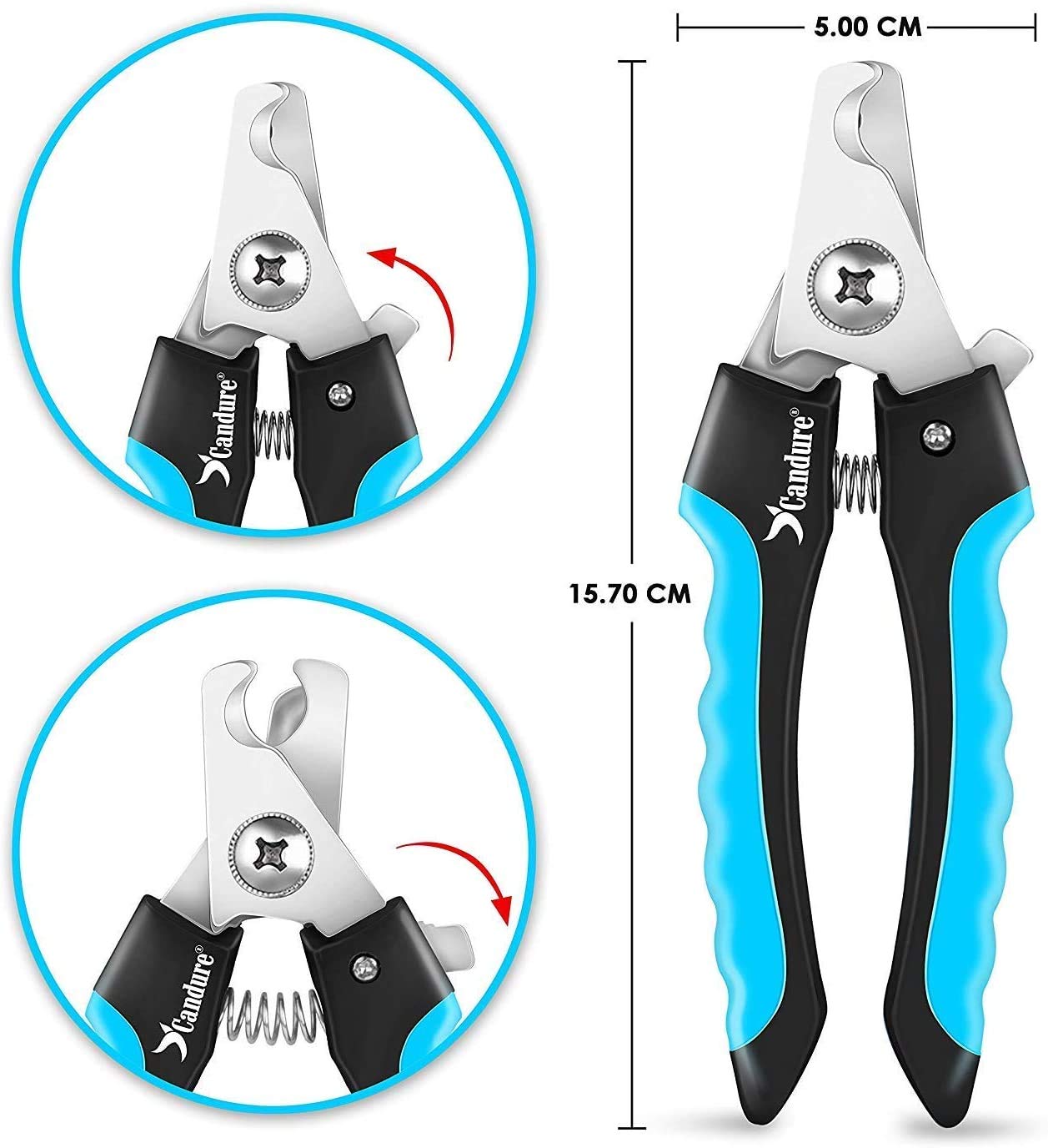 Candure nail trimmer shows safety guard preventing over-cutting during trims.