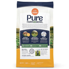 CANIDAE Pure Farm to Bowl grain-free kibble shown with bowl for digestion-friendly meals.