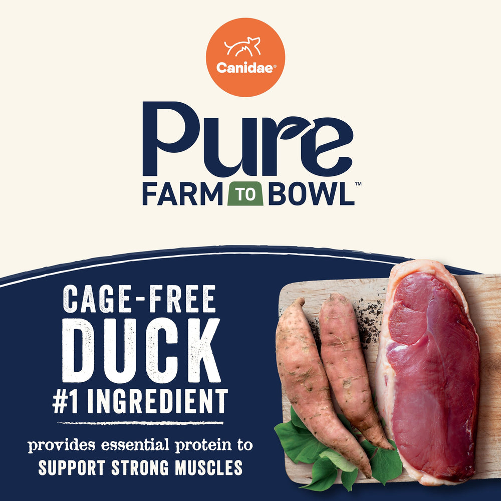 Canidae Pure Farm to Bowl regenerative farms sweet potatoes promote soil-friendly farming.