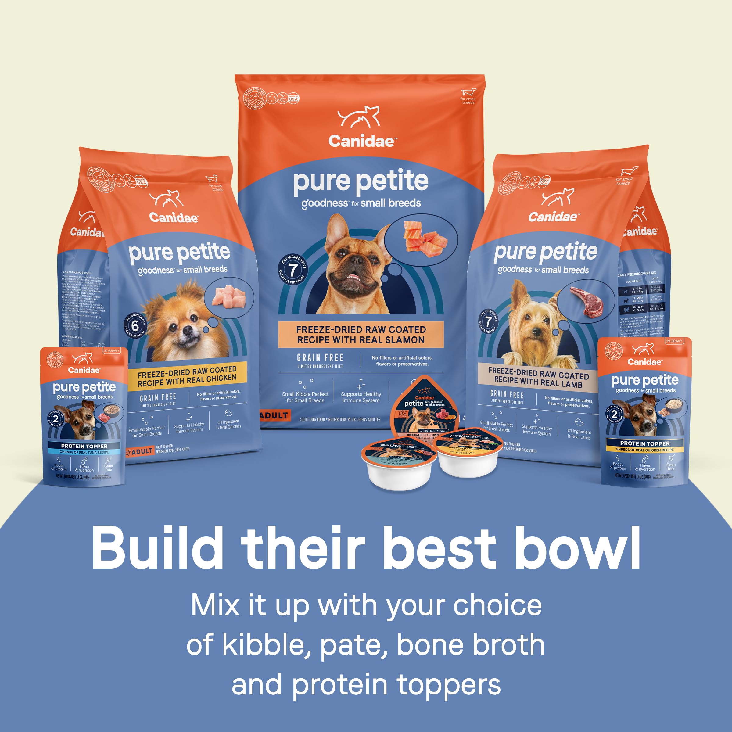 CANIDAE Pure Petite dog enjoying meals, showcasing taste appeal for small breeds
