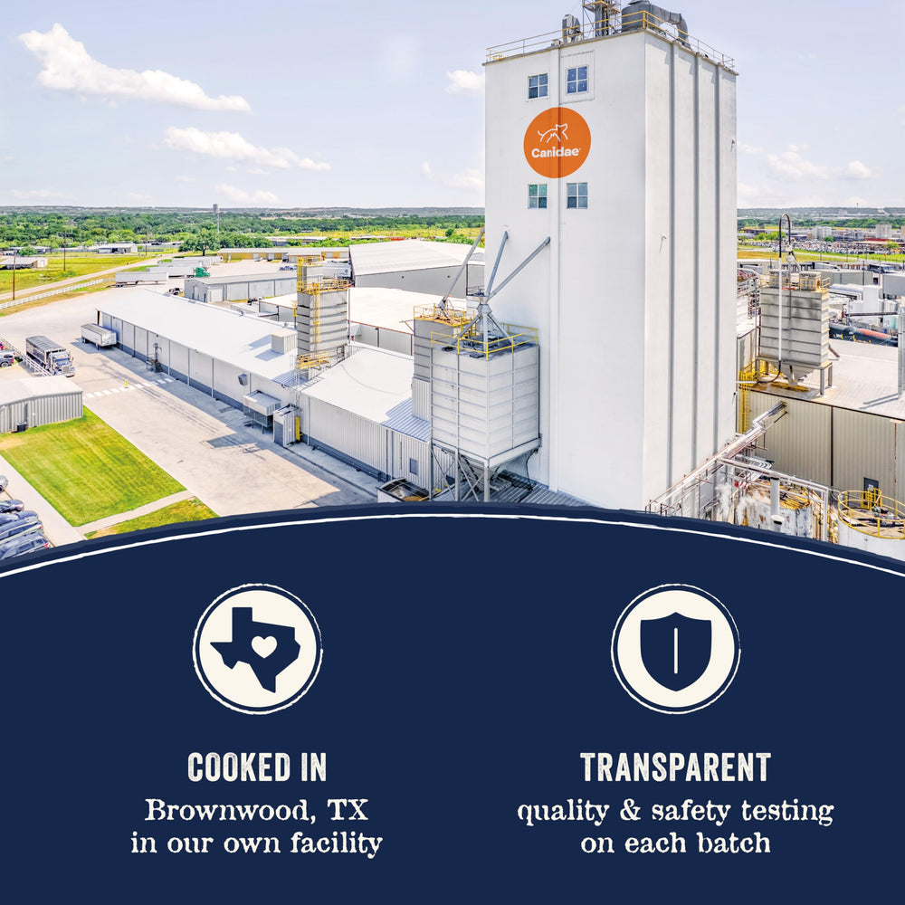 Canidae Pure puppy-growth-development serving shot suggesting balanced nutrition.