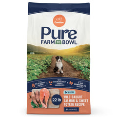 Canidae Pure wild-salmon-ingredient kibble highlighting omega-3 for skin and coat.