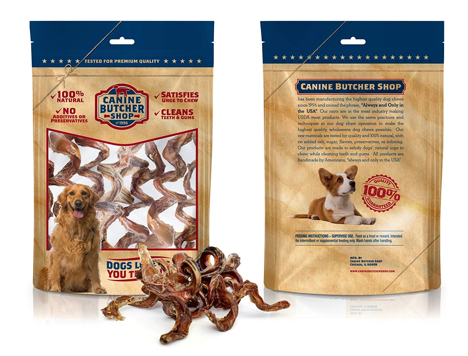 Canine Butcher Shop spirals closeup — natural single-ingredient chew for dogs
