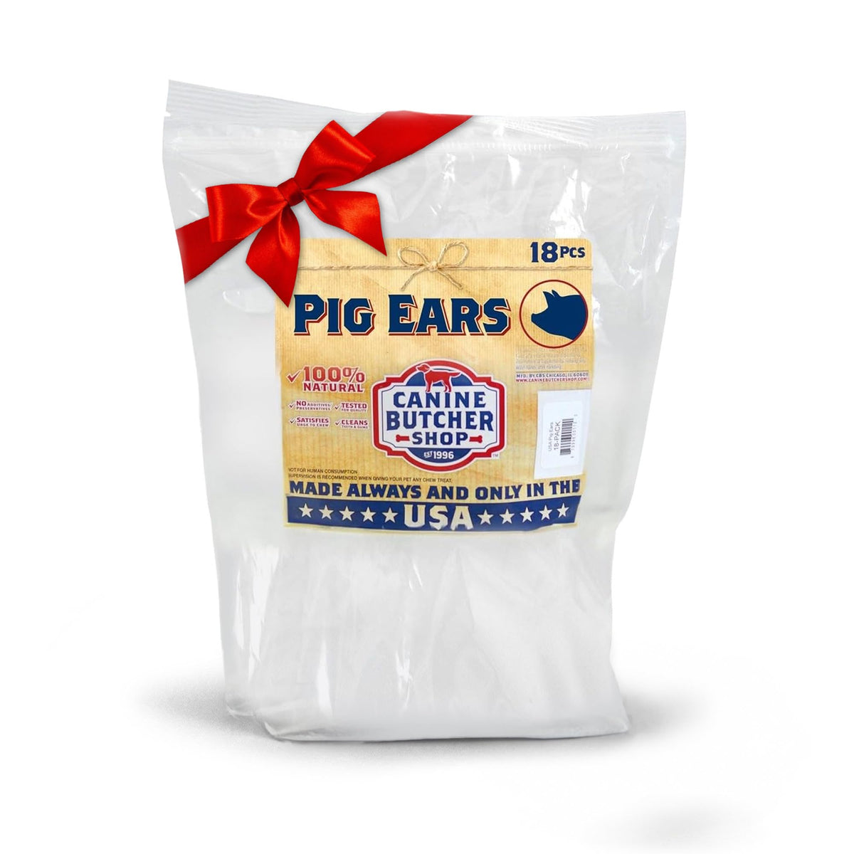 Canine Butcher Shop pig ears USA large pack – long-lasting chew for aggressive chewers