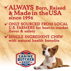 Canine Butcher Shop single-ingredient ears: zero additives for a simple wholesome treat.