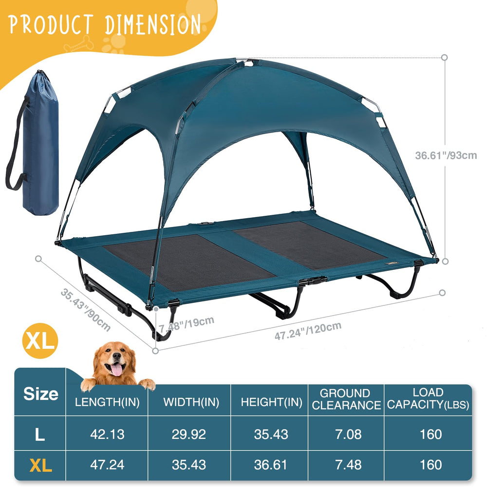 CANINE CANYON 47inch elevated bed assembly steps show quick setup for large dogs