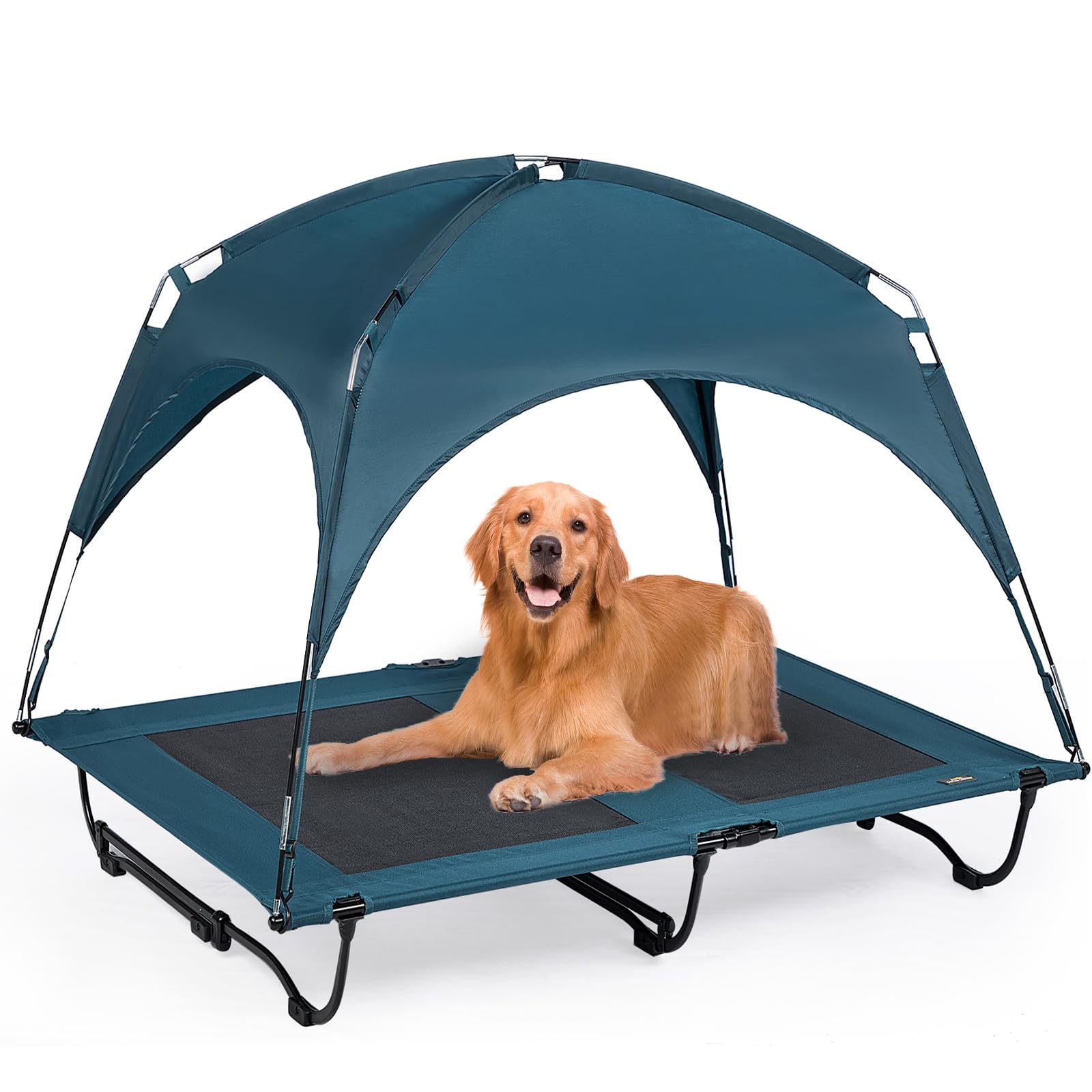 CANINE CANYON 47inch elevated bed front view showing cooling design for large dogs