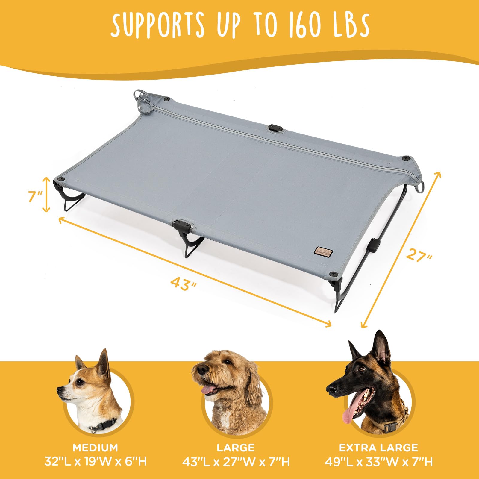 Canine Canyon Daisy Cot is waterproof and chew-proof for messy paws.