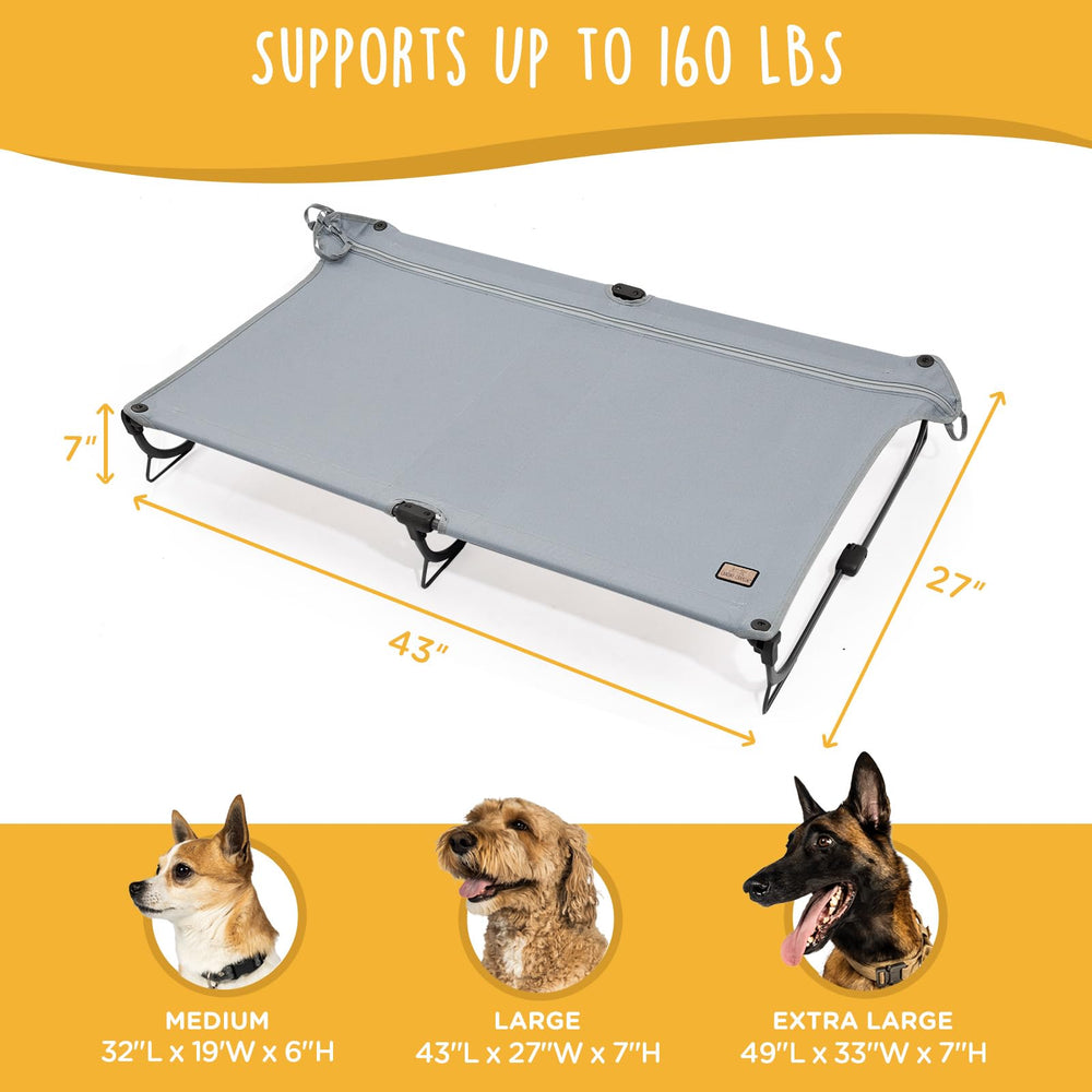 Canine Canyon Daisy Cot is waterproof and chew-proof for messy paws.