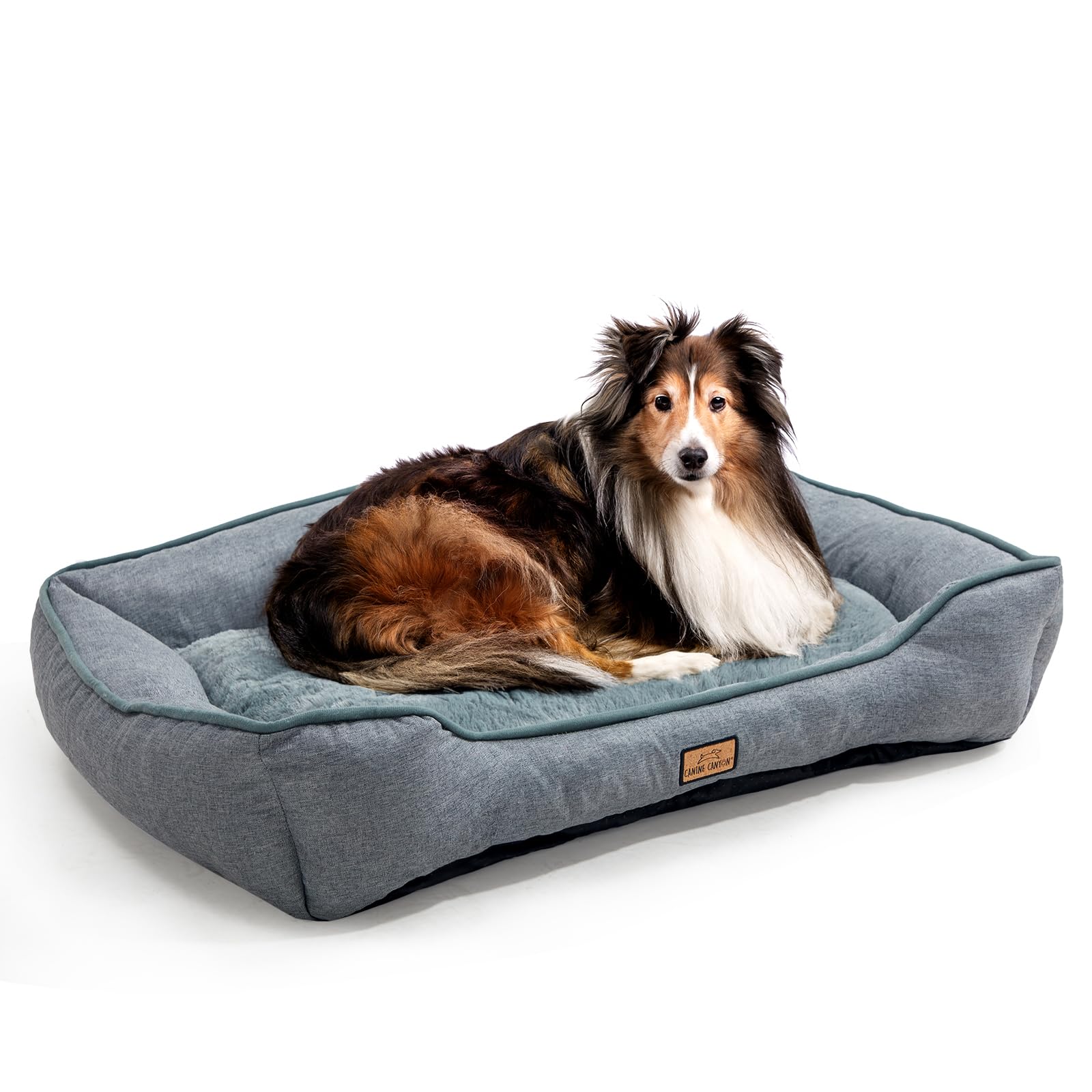CANINE CANYON dog bed 31-5-inch top view offers plush comfort for restful pets.