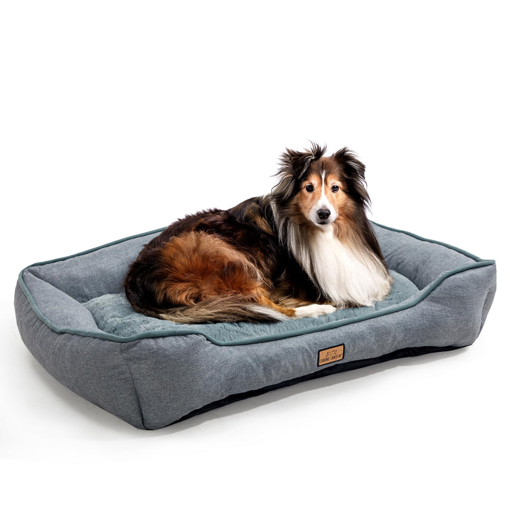 CANINE CANYON dog bed 31-5-inch top view offers plush comfort for restful pets.