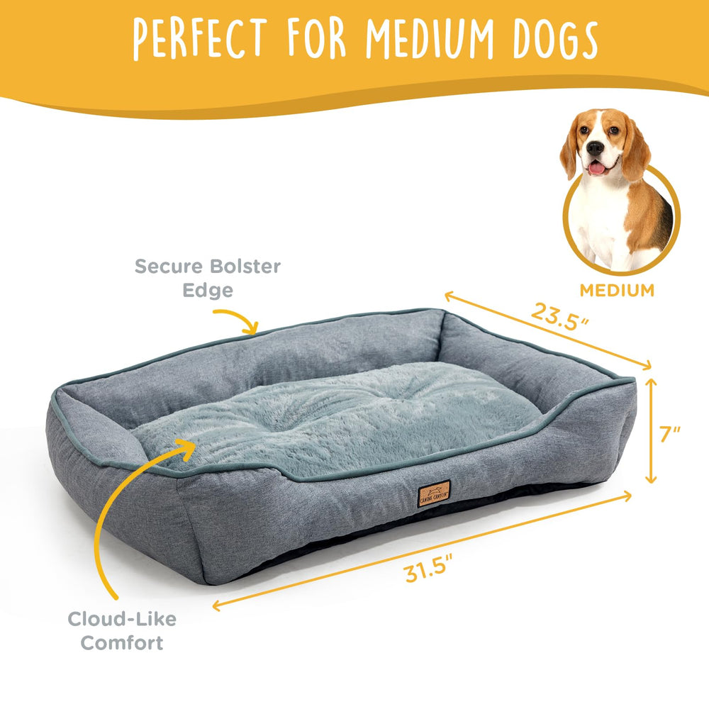 CANINE CANYON bed non-slip base helps keep dogs steady on floors.