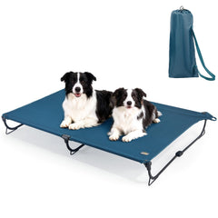 CANINE CANYON folding-raised-dog-bed folded-compact for travel and camping.
