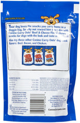 Canine Carry Outs Del Monte Beef & Cheese Flavor bite-sized snack ready for on-the-go moments