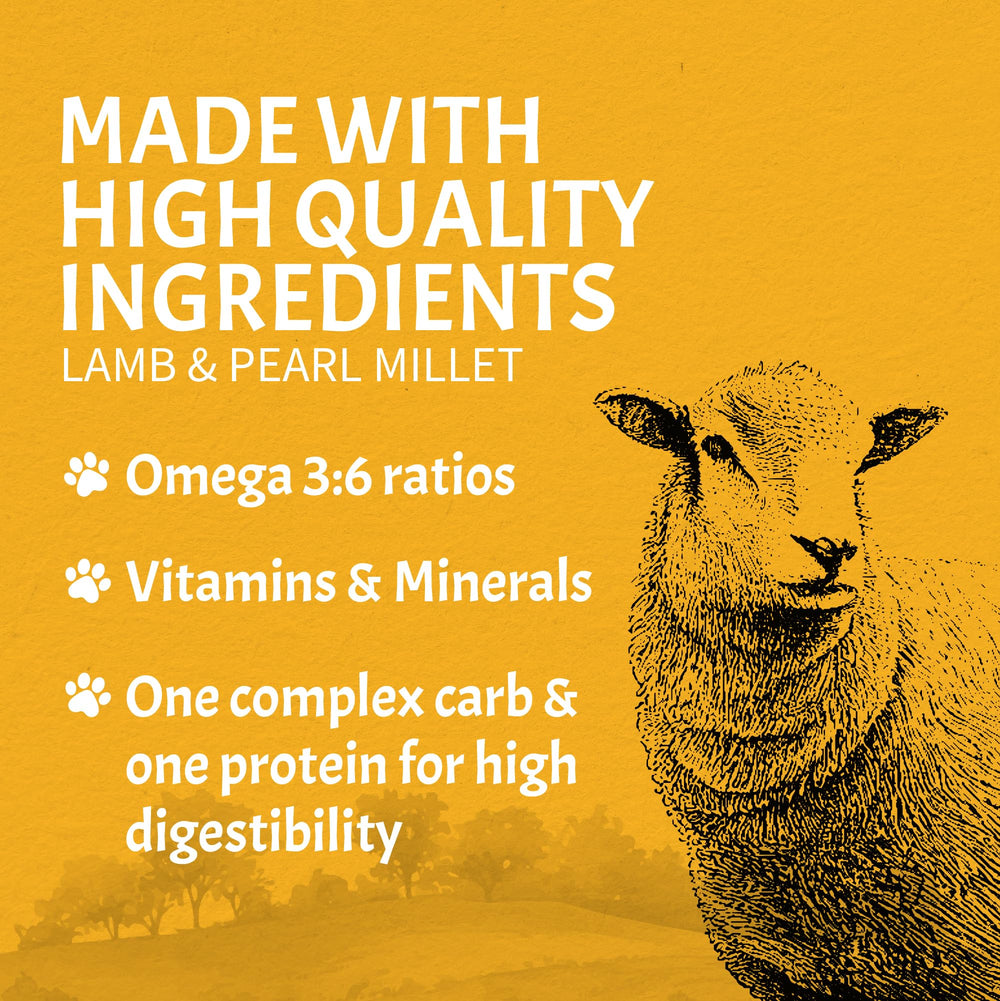 Canine Caviar Open Meadow balanced Omega 3:6 with fishmeal for coat health.
