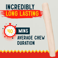 Canine Chews 10in rawhide roll shows rolled single-sheet construction for consistency.