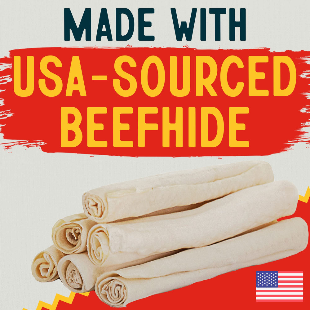 Canine Chews USA beefhide retriever rolls for durable large-dog entertainment