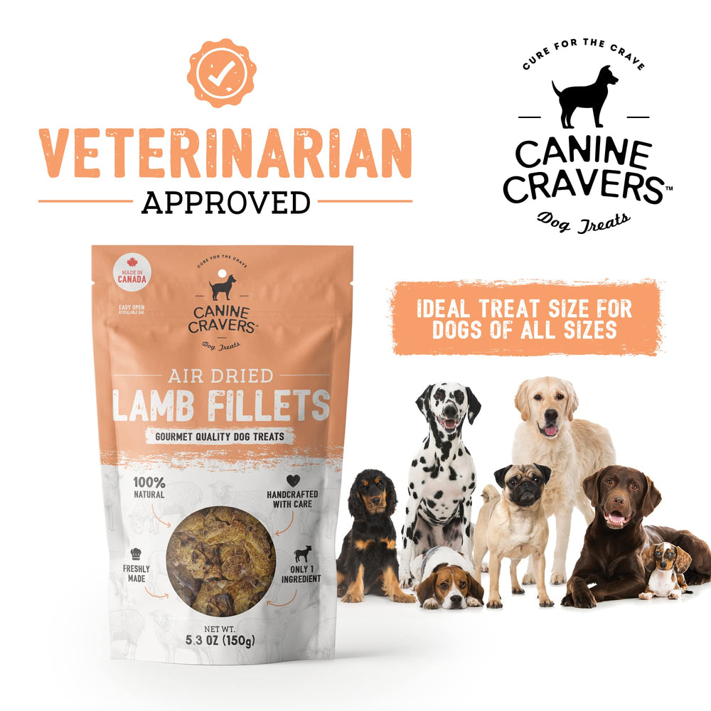 Canine Cravers air-dried process preserves natural flavor and nutrients in lamb fillets.