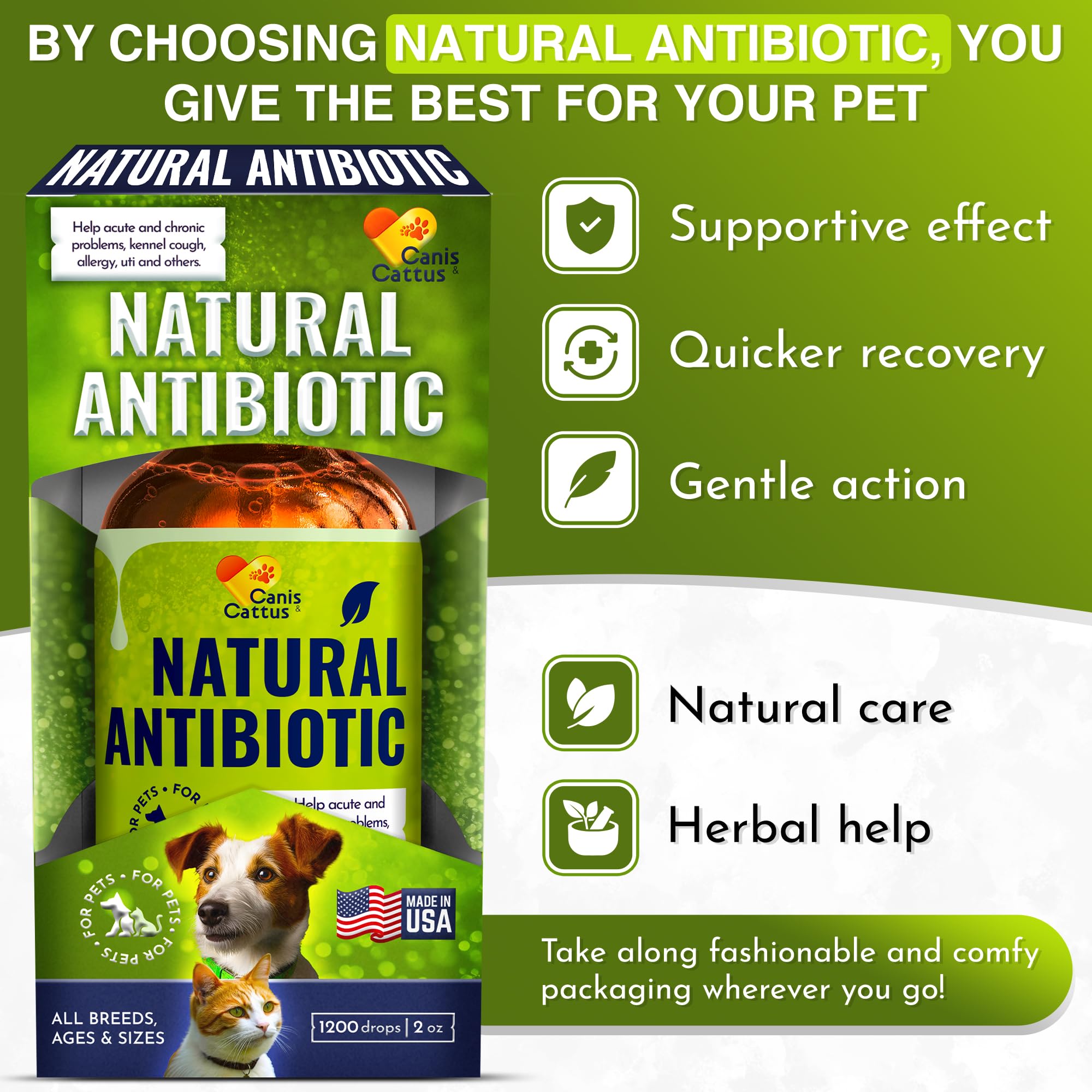 Canis&Cattus flavorless liquid mixed into pet food for stress-free dosing