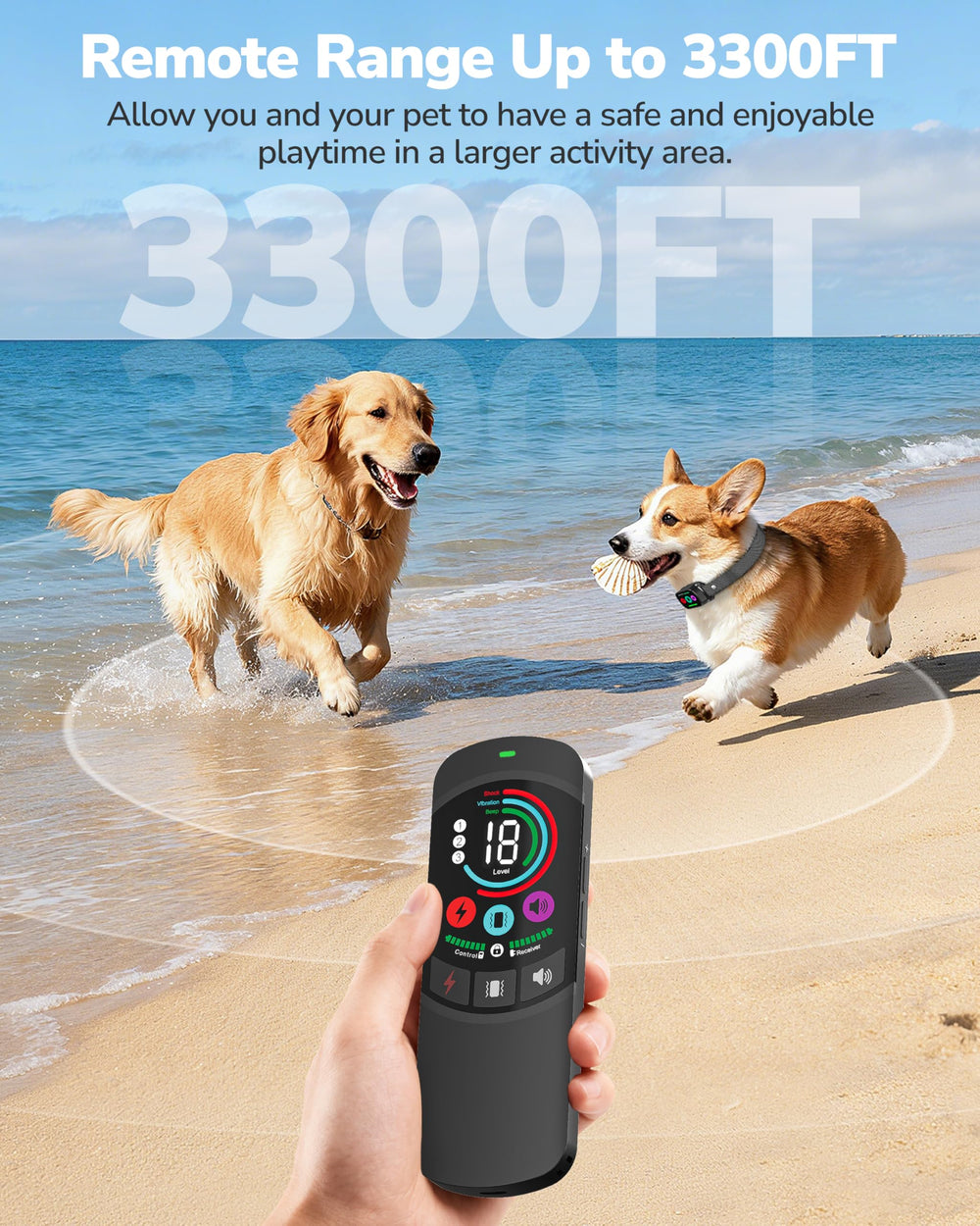 Canivix dog collar offers a 3,300 ft range for long-distance recall