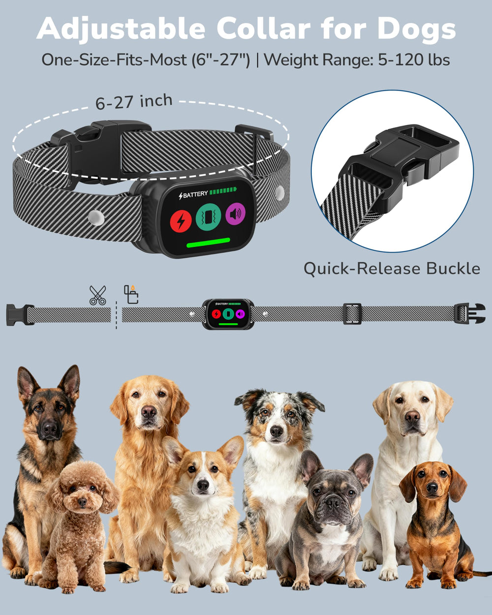 Canivix dog collar soft nylon strap provides comfortable fit