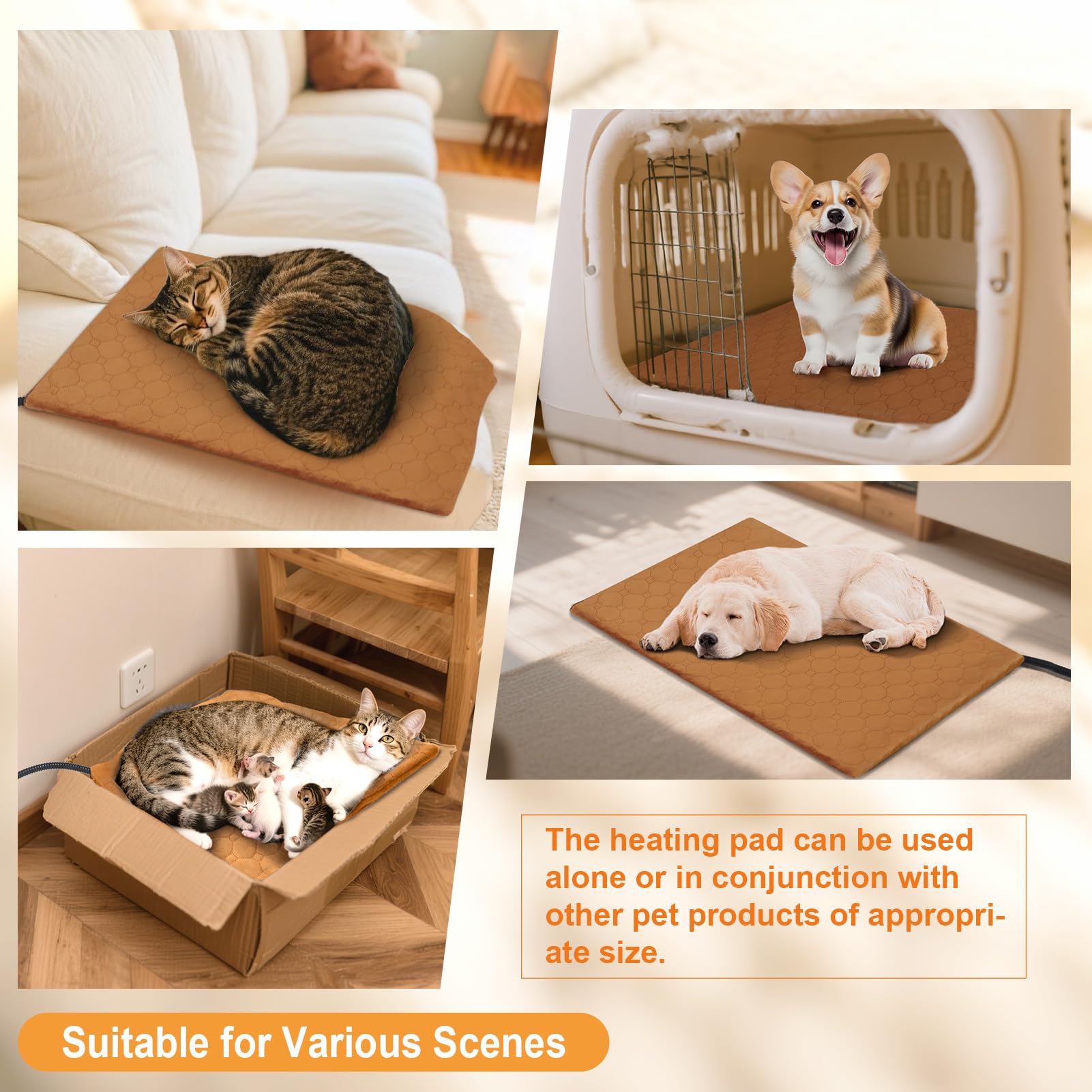 CANMIL cat heating pad two size options fit different beds.