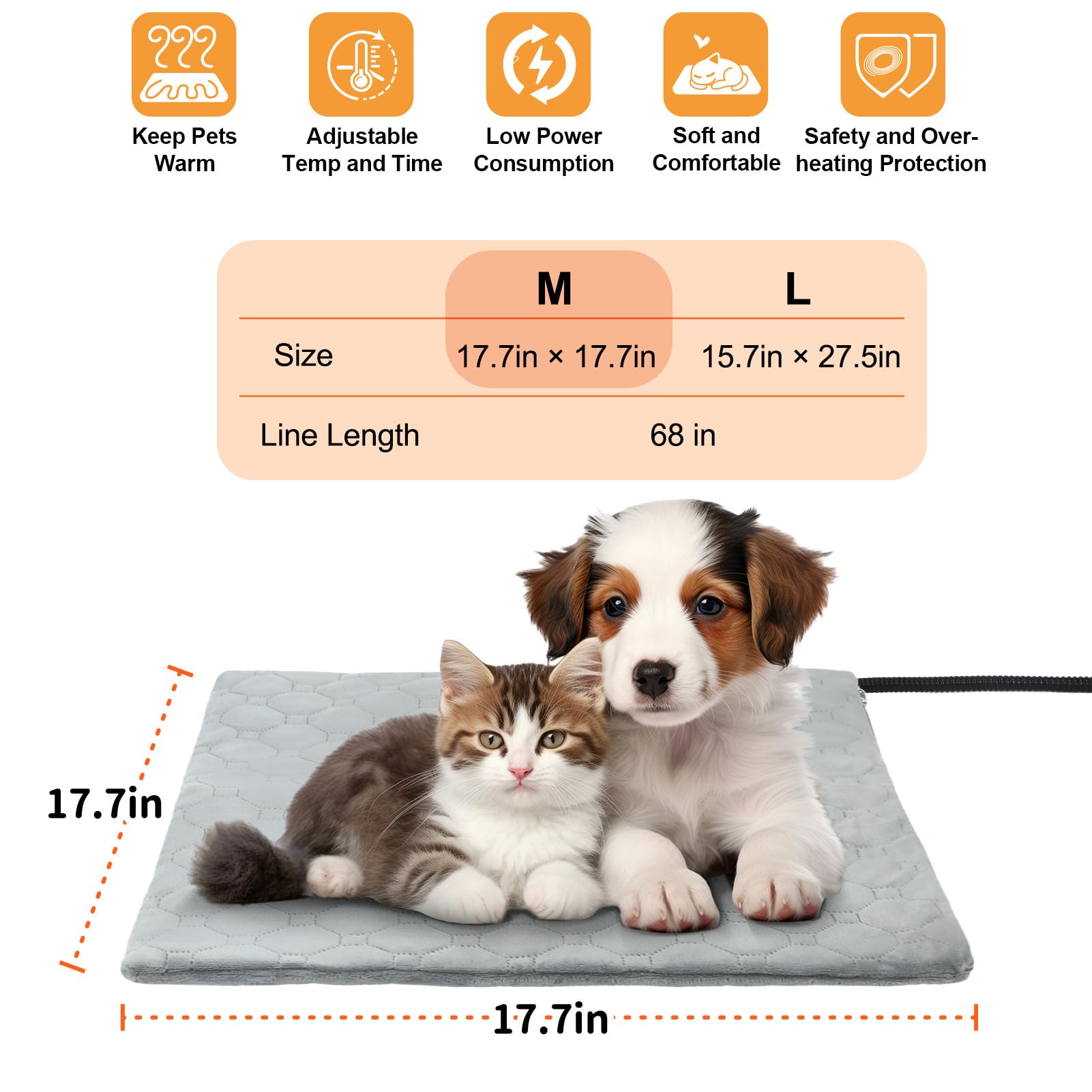 CANMIL cat heating pad features waterproof shell for indoor-outdoor durability.