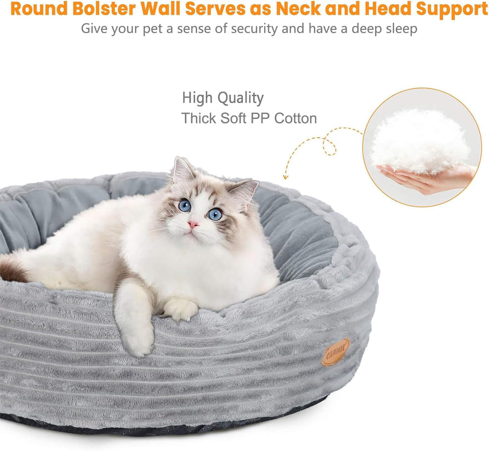 CANMIL heated cat bed head-neck support aids comfortable lounging during naps.