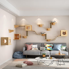 Canormpet cat wall shelves bridge ladders connect levels for seamless cat movement.