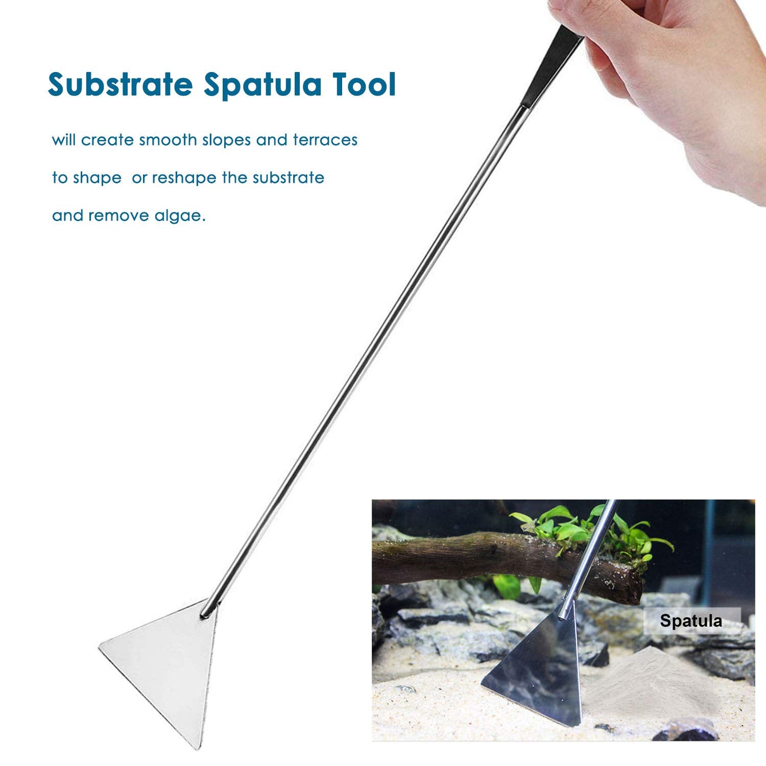 Capetsma Aquascape long substrate spatula ideal for gentle substrate reshaping