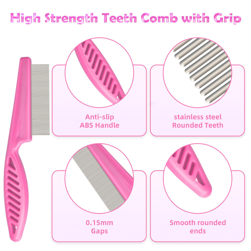 CAPHONT long-tooth comb close-up pink handle for thorough detangling