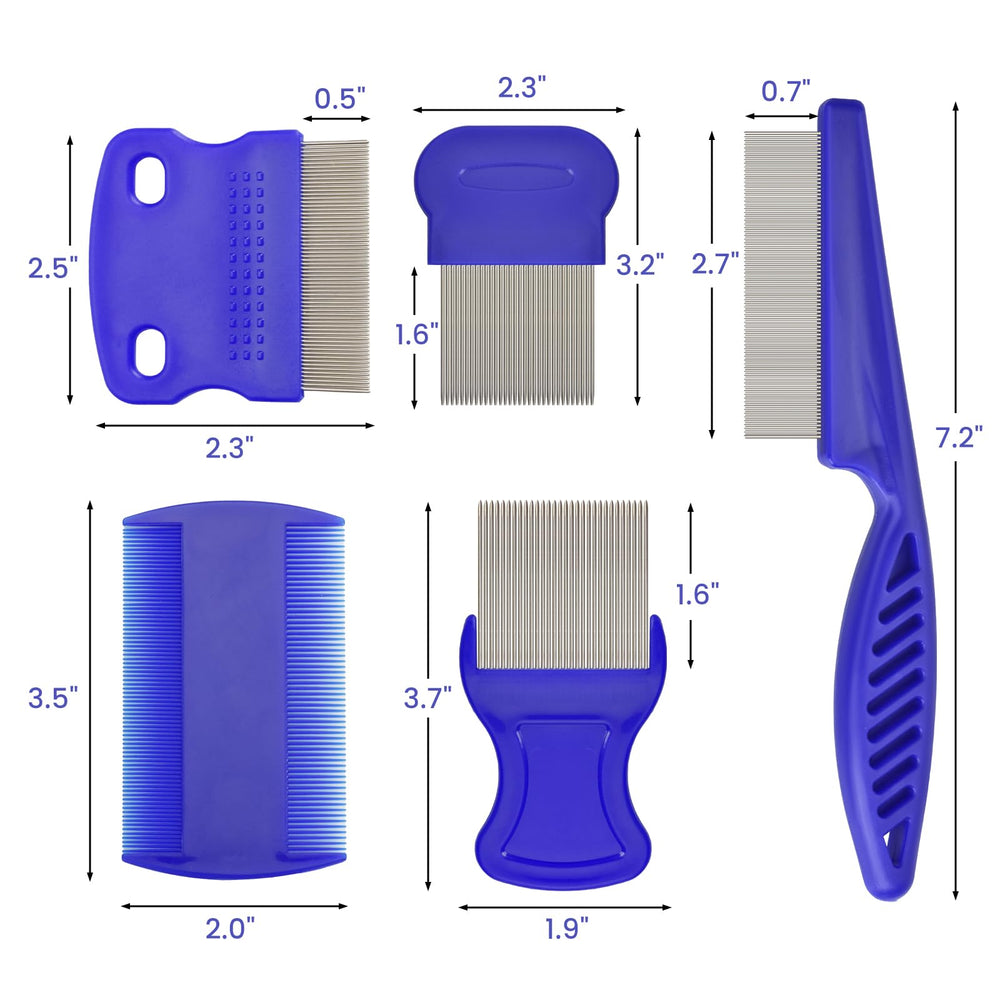 CAPHONT flea comb set blue pet-grooming kit suitable for cats, dogs, and rabbits.