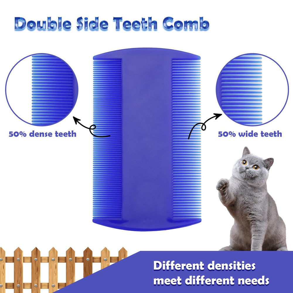 CAPHONT flea comb set blue tear-stain close-up shows gentle stain grooming help.