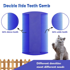CAPHONT flea comb set blue tear-stain close-up shows gentle stain grooming help.