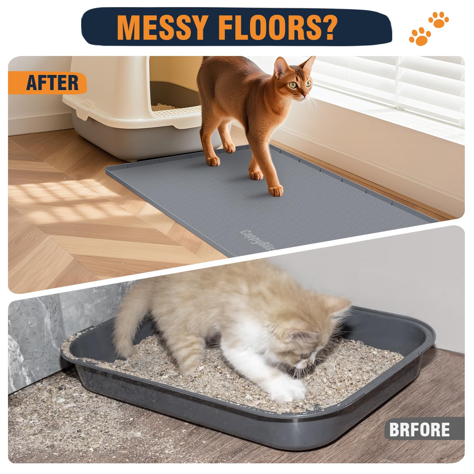 CappyBliss paw-safe non-slip mat prevents slipping during box entry.
