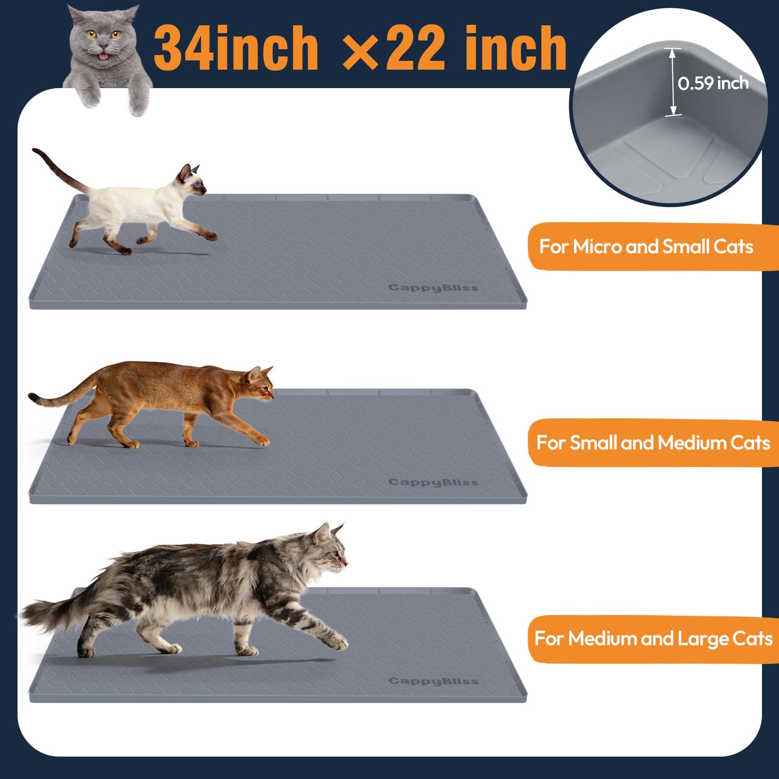 CappyBliss mat under feeding area doubles as a versatile pet pad.